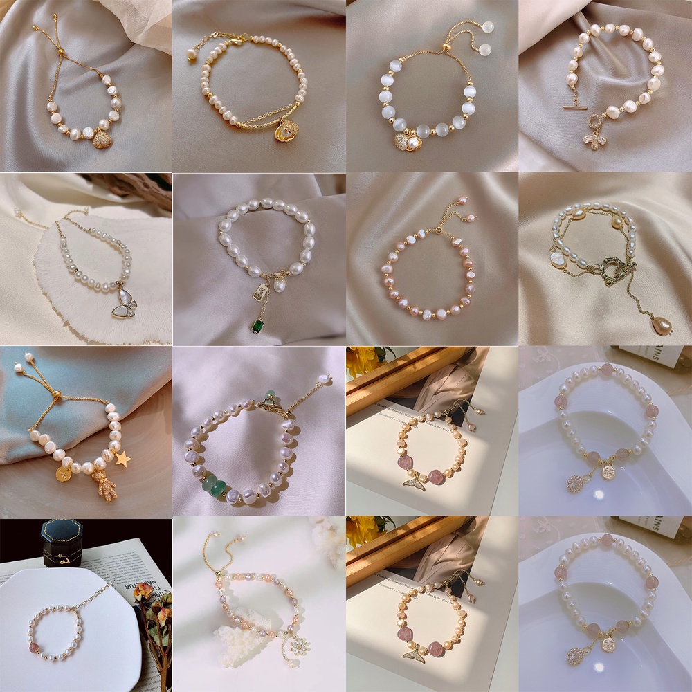 Vòng Tay Đính Hạt Ngọc Trai Thời Trang Sang Trọng Cho Nữ