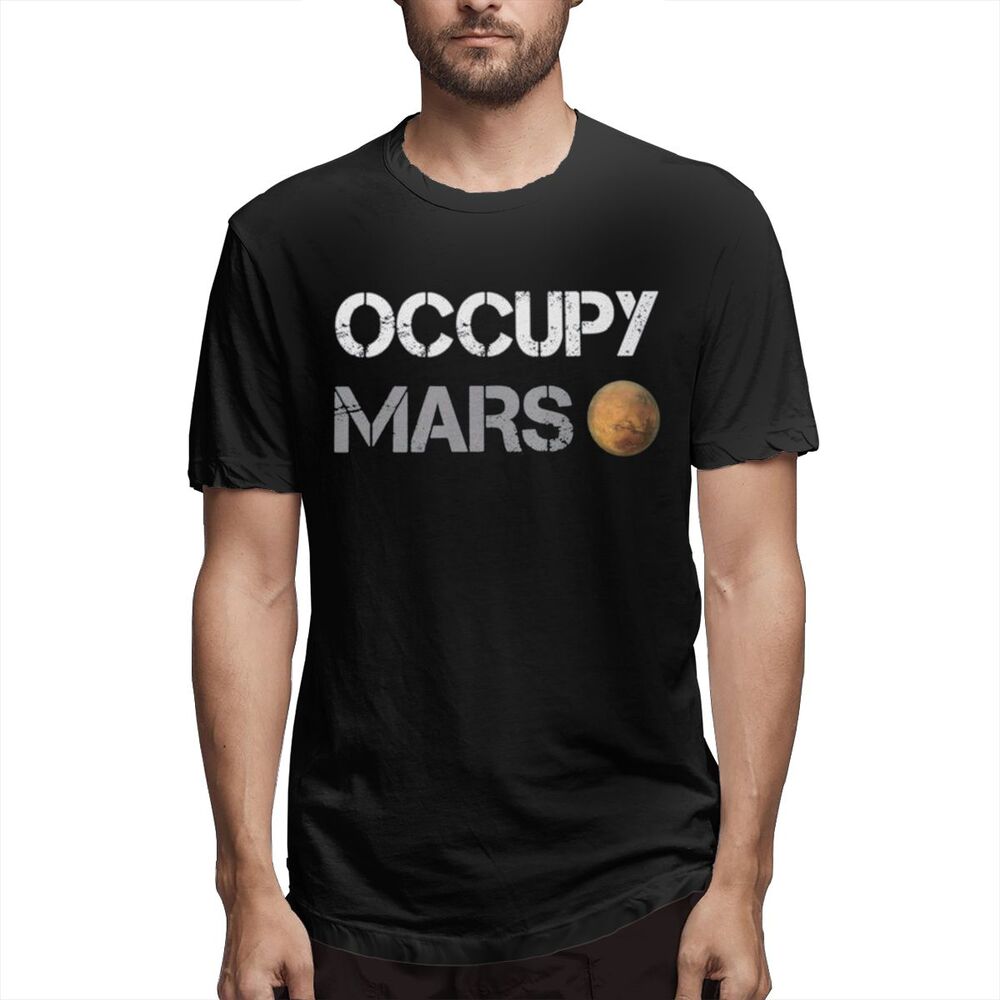 XIAOQIU Spacex Elon Musk Occupy Mars Classic Heavy Metal Rock And Roll 100% cottton Men T Shirt Birthday Gift