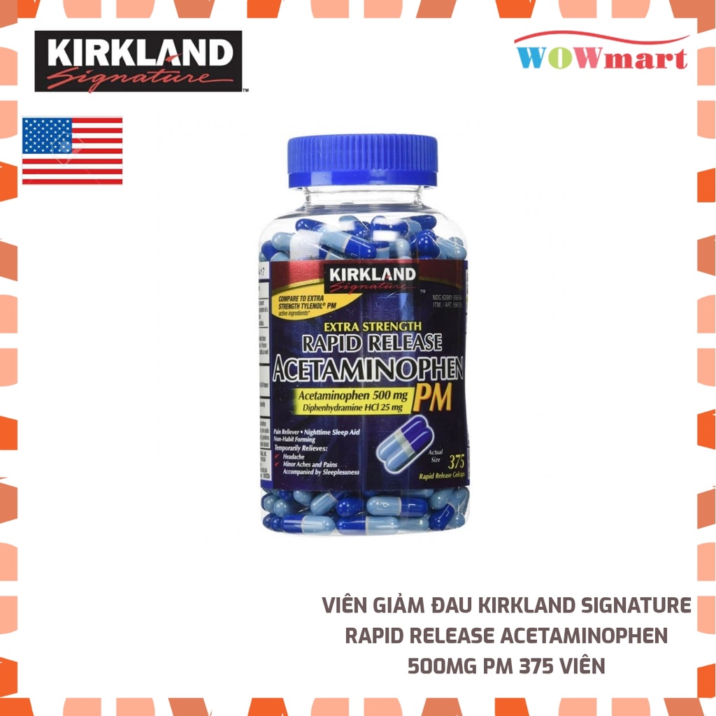 Viên giảm đau Kirkland Signature Rapid Release Acetaminophen 500mg PM 375 viên
