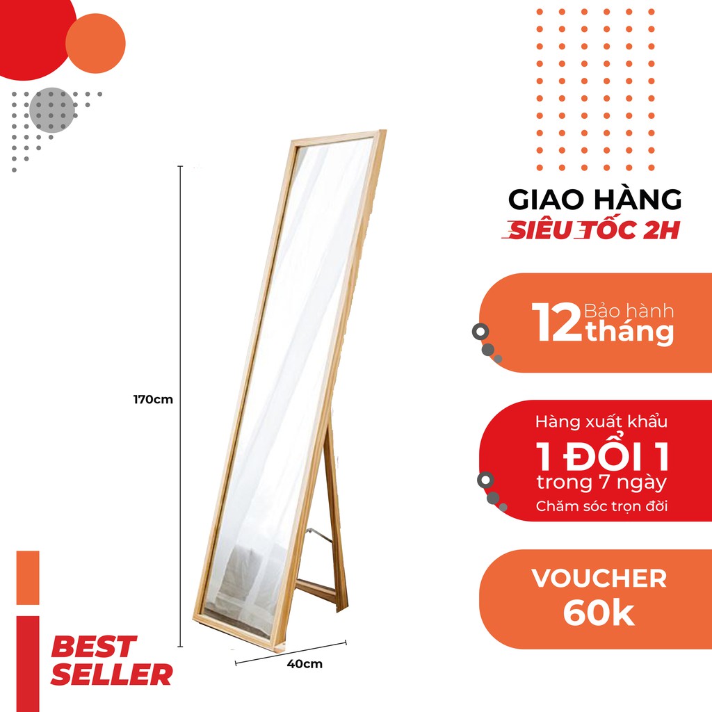GƯƠNG SOI TOÀN THÂN SIZE 40 MÀU GỖ CÓ CHÂN TỰ ĐỨNG HÀNG XUẤT KHẨU CHẤT LƯỢNG CAO - NỘI THẤT MAY ĐO