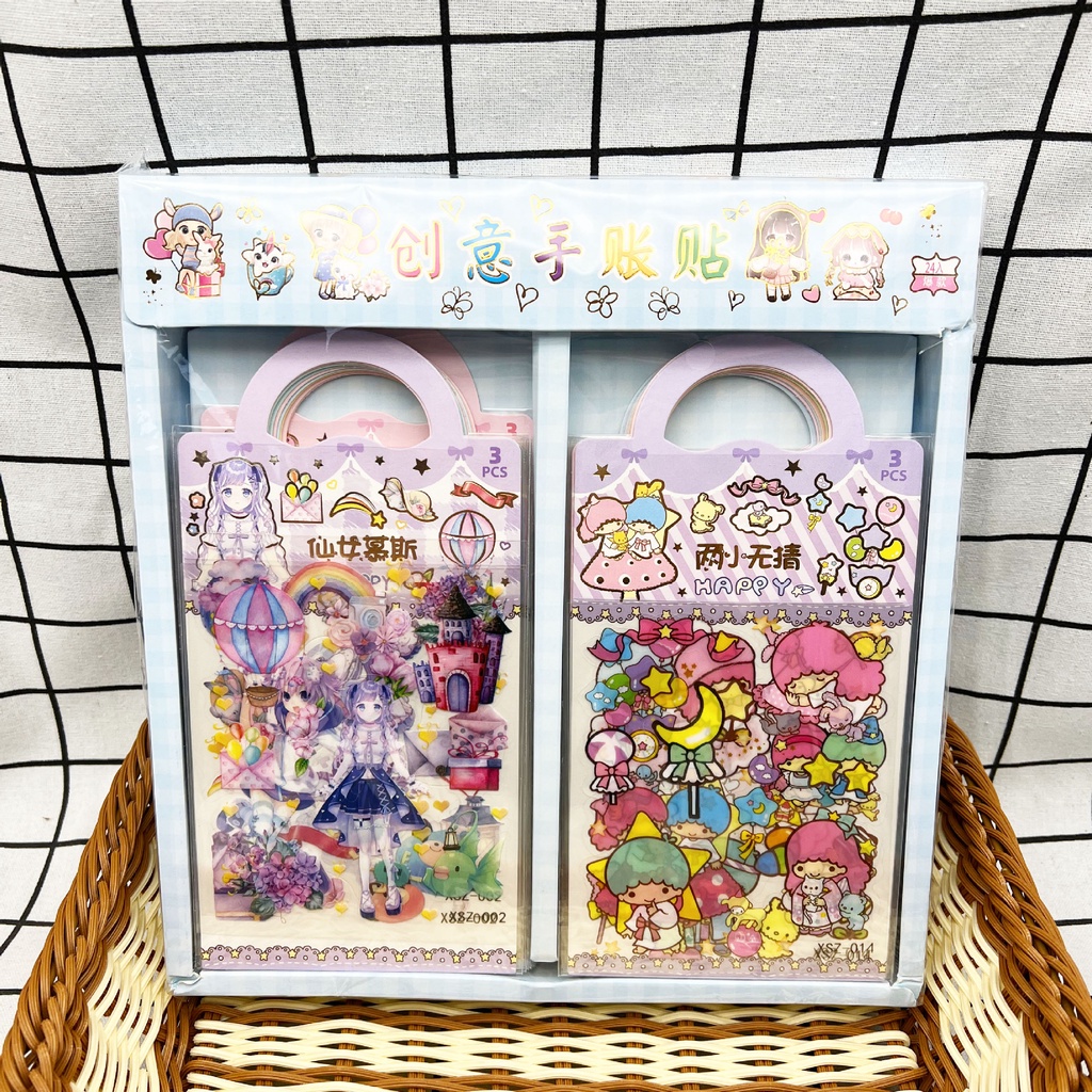 Set 3 tấm Sticker Mẫu Mới Dán Trang Trí Có Quai Siêu Dễ Thương