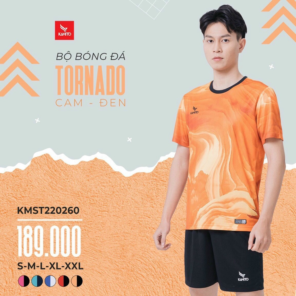 Áo đá bóng, đồ đá banh, quần áo bóng đá, áo không logo Kamito TORNADO - Chất vải cao cấp, bền, thoáng