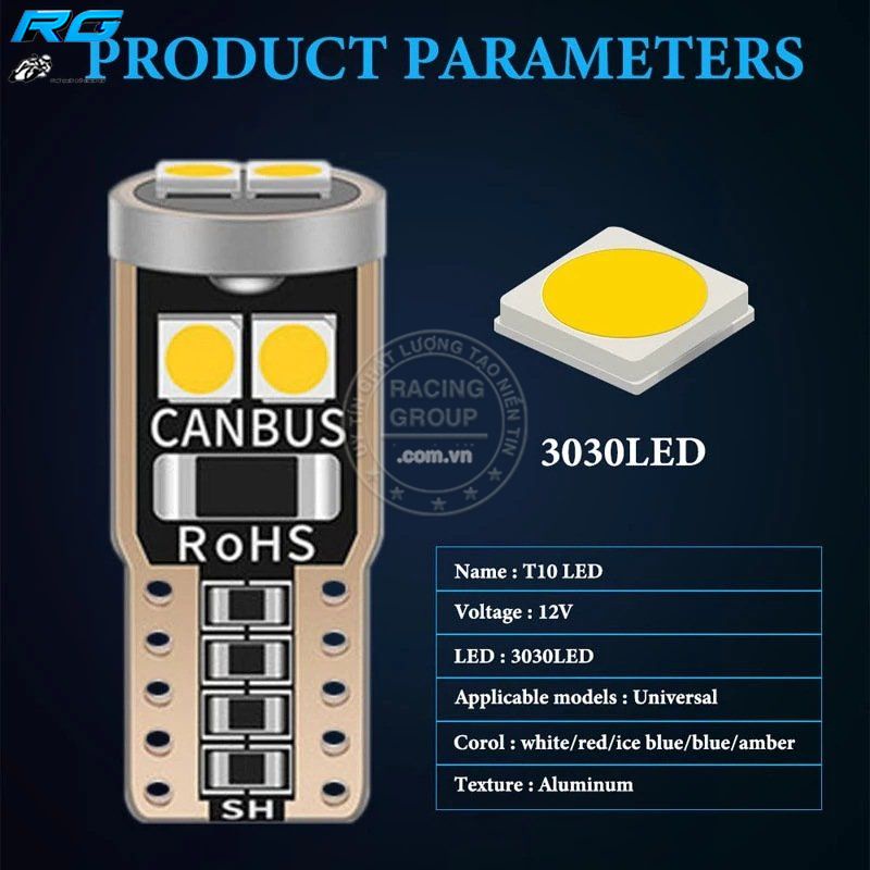 ĐÈN XI NHAN LED T10 GẮN NHAN, DEMI, ĐỒNG HỒ CHÍP LED SIÊU SÁNG Đủ MÀU ( GIÁ 1 BÓNG)