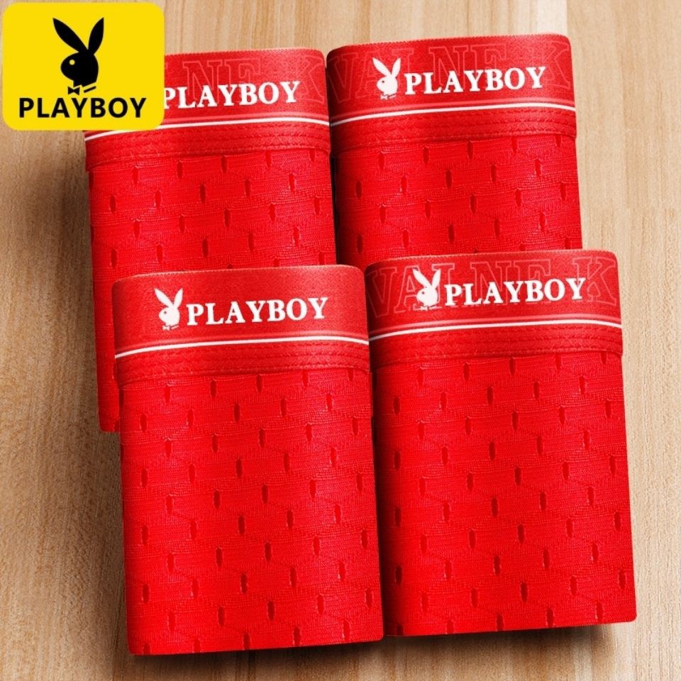 Quần lót nam đích thực Playboy 4 băng lụa đùi lưới thoáng khí mùa hè Hole Boys boxer