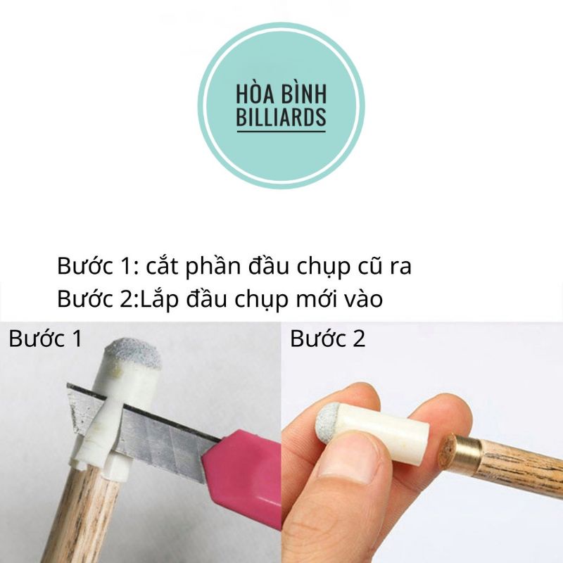 Đầu chụp cơ bida, gậy bida size 13mm và 12mm