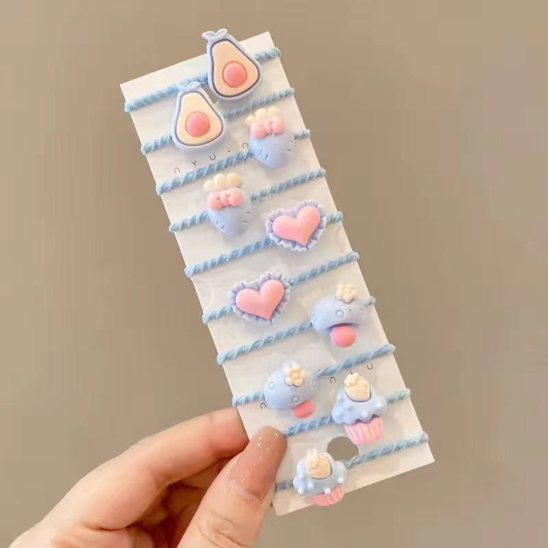 Set 10 Dây Buộc Tóc Vòng Nhỏ Đính Họa Tiết Hoạt Hình Dễ Thương Cho Bé Gái HadyyKids CH08