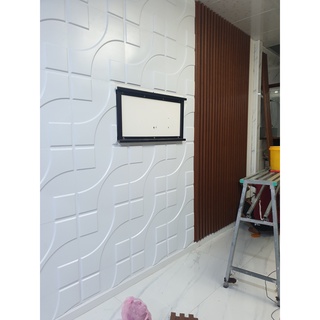 Tấm Ốp Nhựa 3D Dán Tường - Nhiều Mẫu - Màu Trắng - Ko sẵn keo dán