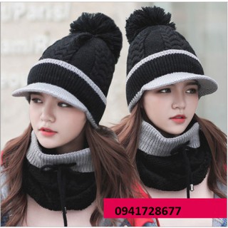 Bộ nón len và khăn cổ nam nữ