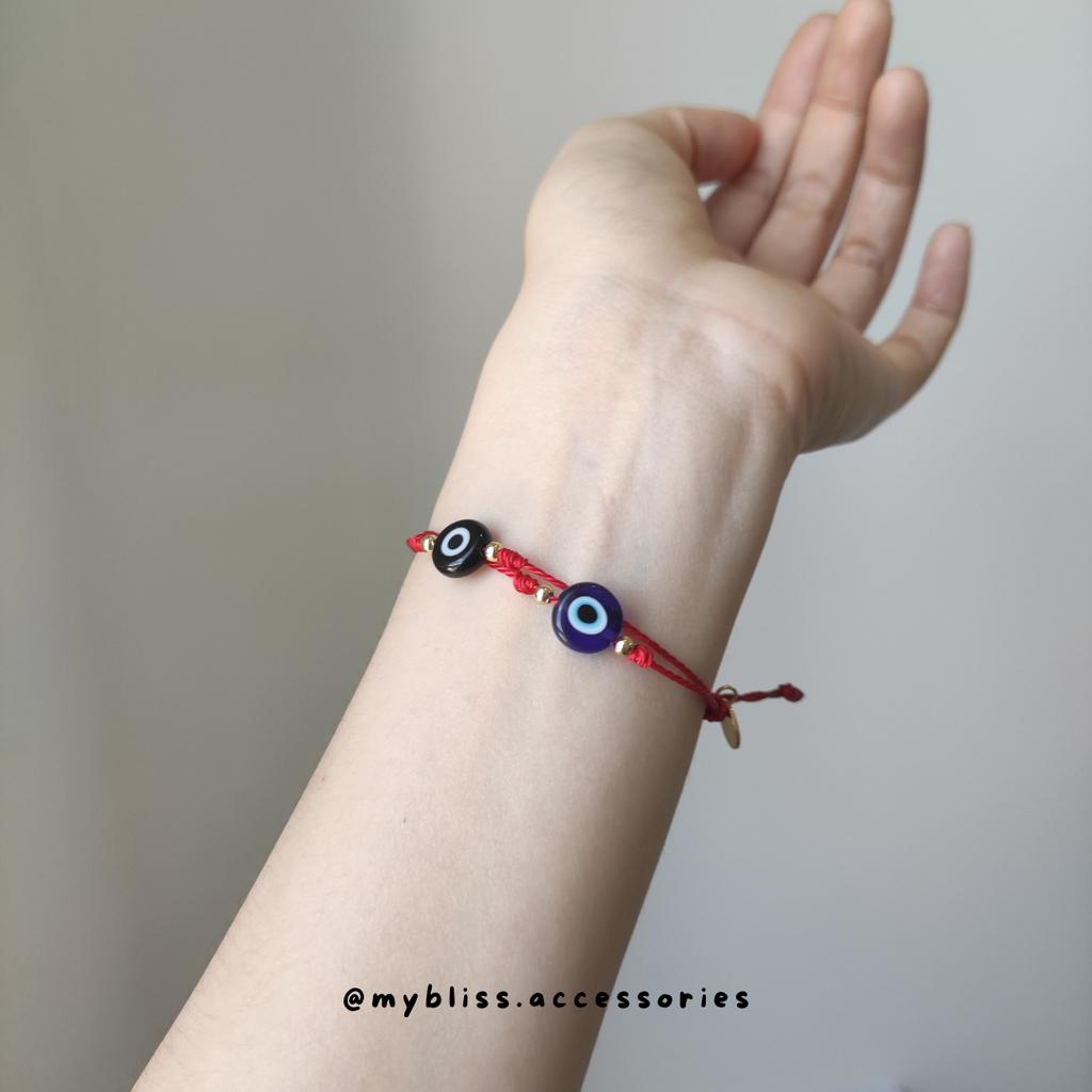 Vòng tay Evil Eye dây wax mix 2 màu Bliss Accessories