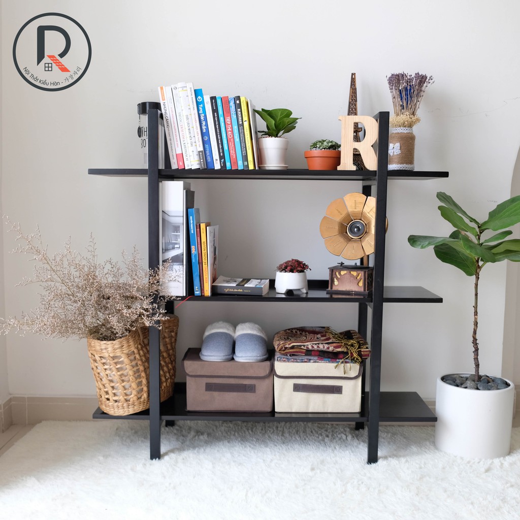 KỆ SÁCH 3 TẦNG MÀU ĐEN HÀN QUỐC - B BOOK SHELF 3F - NỘI THẤT KIỂU HÀN - 가장자리