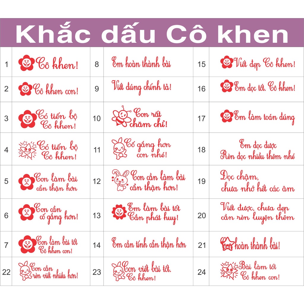 Khắc dấu cô khen theo yêu cầu giá sỉ toàn quốc