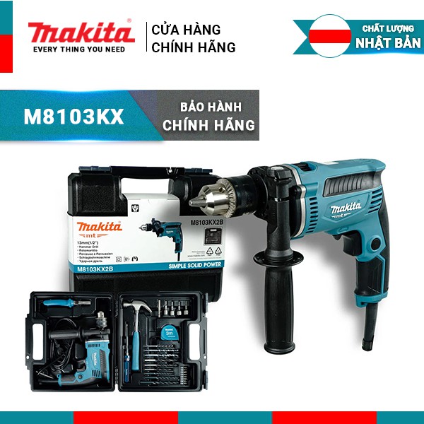 Bộ máy khoan búa Makita M8103KX2B 26 phụ kiện (13mm) | Makita chính hãng