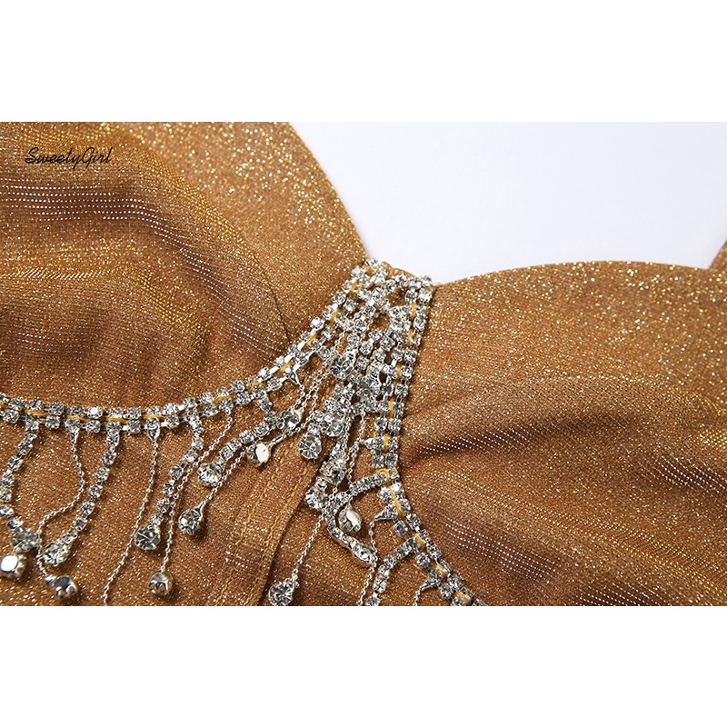 Áo Hai Dây Ôm Dáng Hở Lưng Phối Tua Rua Màu Trơn Lấp Lánh Thời Trang Cho Nữ