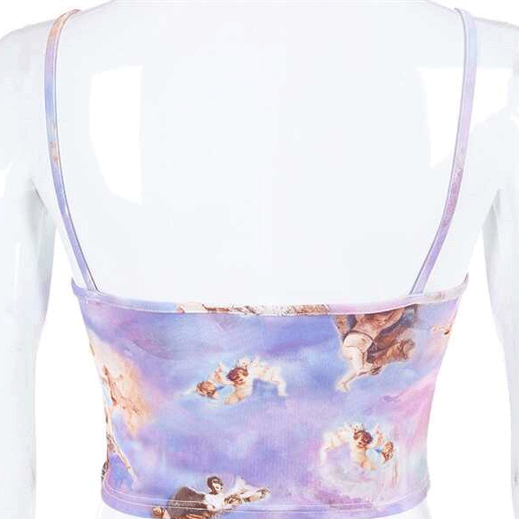 Áo croptop hai dây in họa tiết tôn dáng quyến rũ