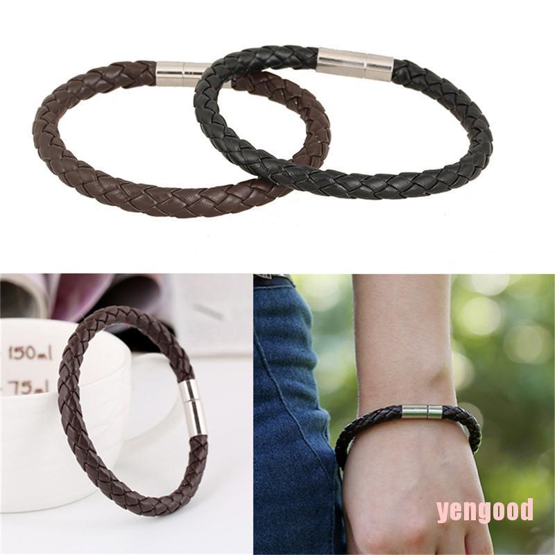 Vòng Tay Nam Châm Đen Bằng Thép Không Gỉ Thời Trang Cho Nam Nữ