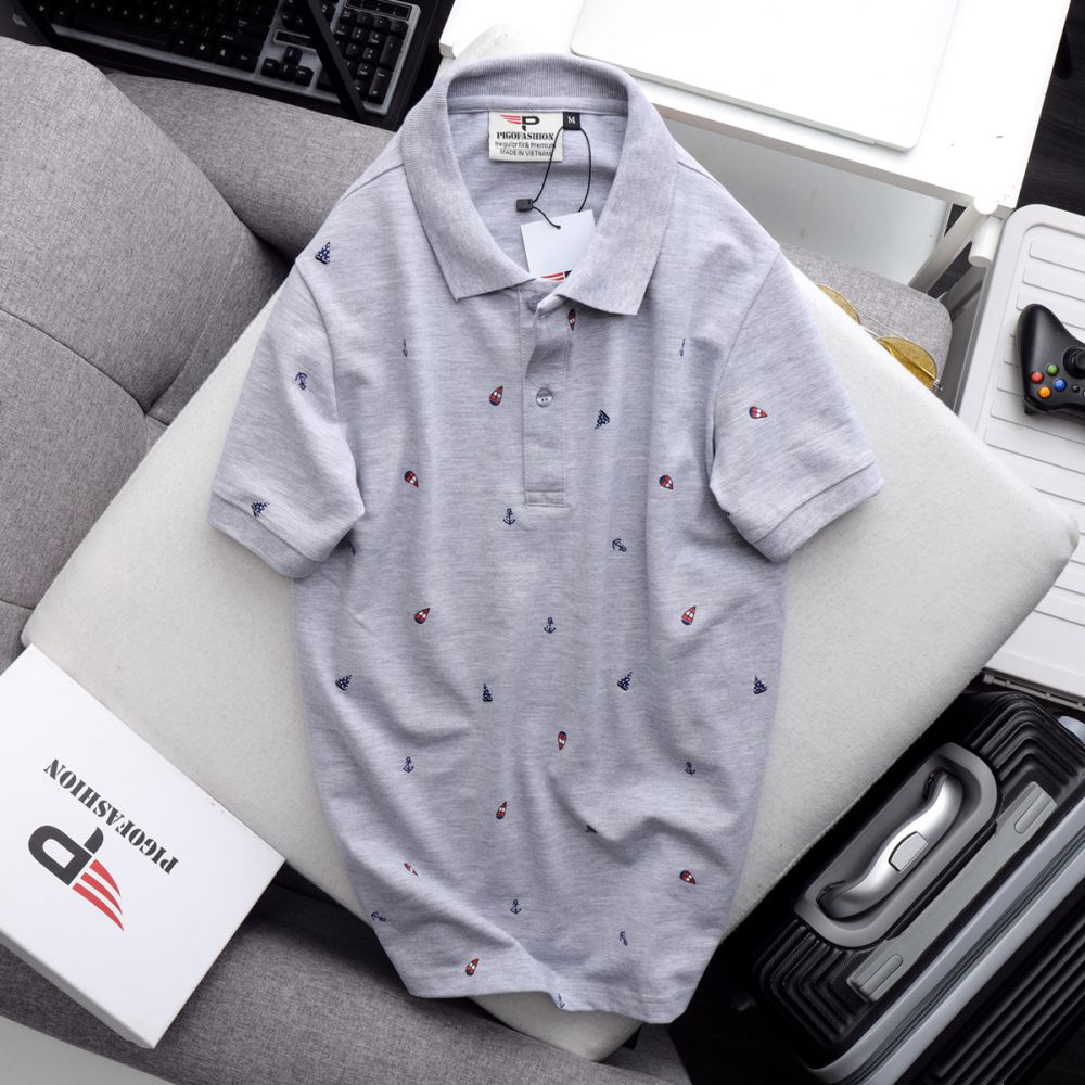 Áo polo nam cổ bẻ họa tiết mỏ neo SPMAHT01 thun cá sấu dày dặn, thoáng mát, form cơ bản - PigoFashion