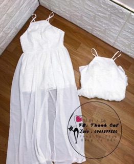 Đầm maxi voan phối ren