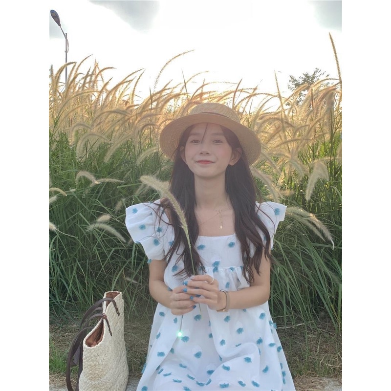 Đầm Dài Không Tay Họa Tiết Hoa Ngọt Ngào Phong Cách Pháp Cho Nữ