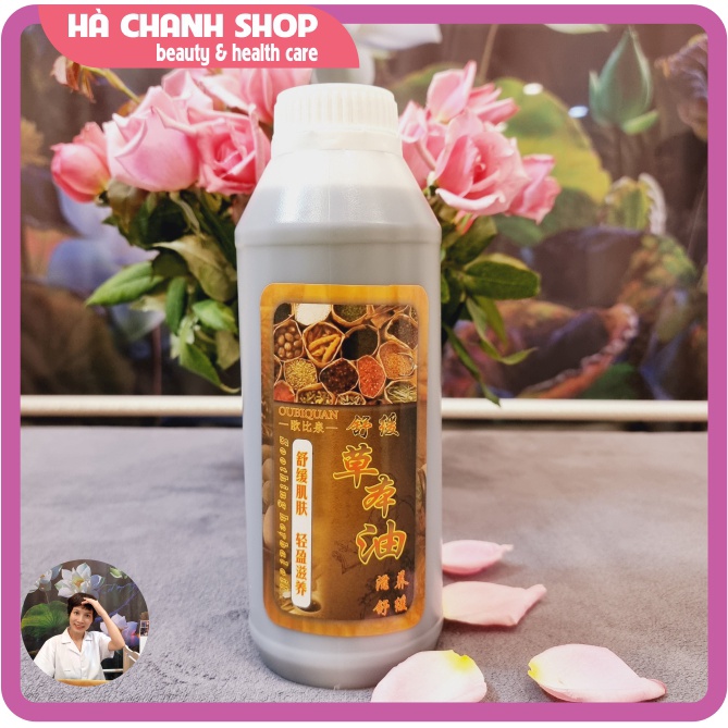 Dầu Massage Thảo Dược 1000ml OUBIQUAN Dầu Mát Xa Body Nóng Ấm Thông Kinh Lạc Toàn Thân Đậm Đặc