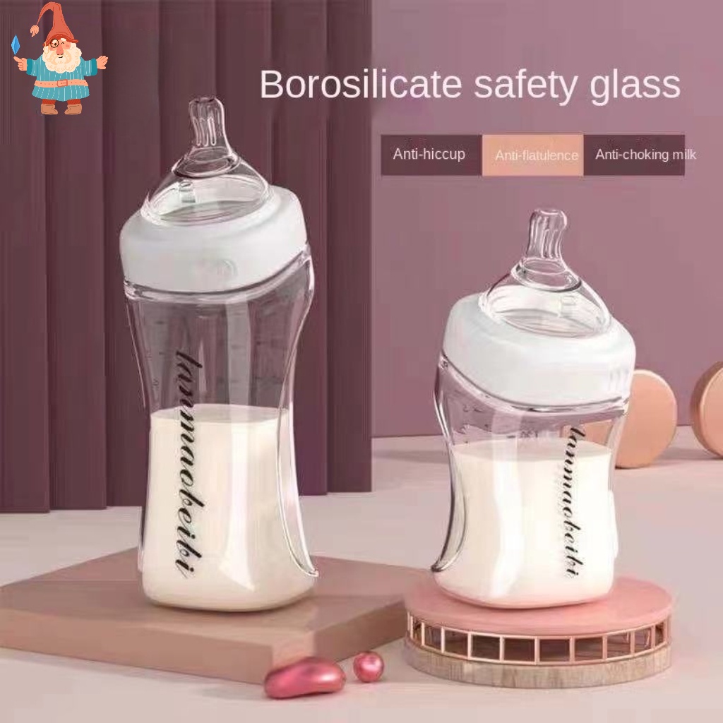「Mức giá thấp nhất / giao hàng trong ngày」Bình Sữa Thủy Tinh Dáng Vuông Chống Đầy Hơi/Chống Đầy Hơi Tiện Lợi Cho Bé