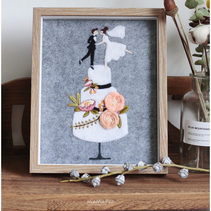 Bộ kit nguyên liệu thêu kỉ niệm ngày cưới vintage tự làm thệp chúc mừng quà tặng decor bàn tiệc trang trí Zen Handmade