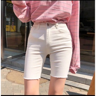 Quần ngố trắng đen jeans co giãn