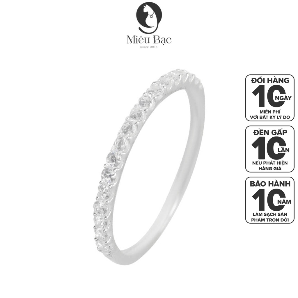 Nhẫn bạc nữ một hàng đá chất liệu bạc 925 thời trang phụ kiện trang sức nữ thương hiệu Miêu Bạc N400785