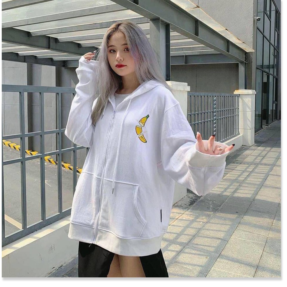 Áo hoodie, áo khoác thun nỉ CHUỐI BANANA nỉ bông ulzzang nam nữ unisex form rộng dây kéo zip dày giá rẻ đẹp | BigBuy360 - bigbuy360.vn