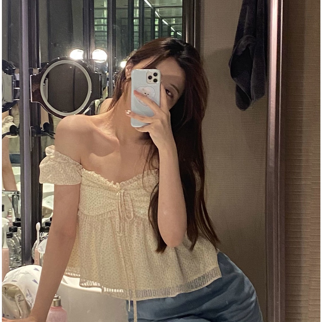 Summer Fashion Women's Summer Floral Print Chiffon Off shoulder Shirt | BigBuy360 - bigbuy360.vn