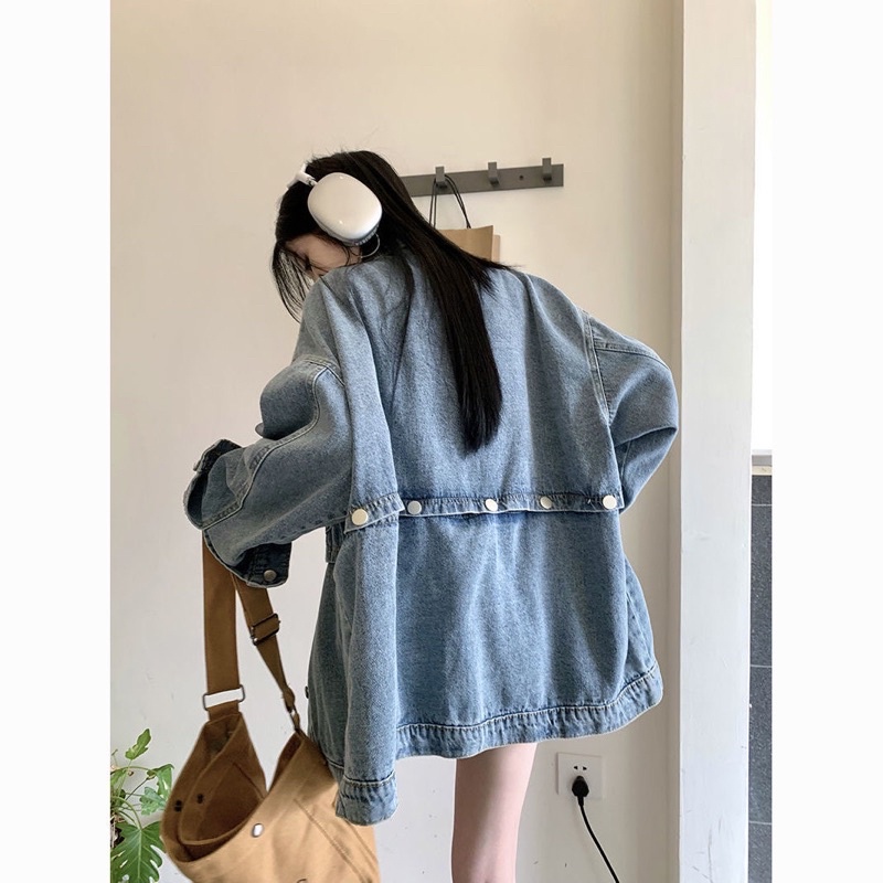 Áo Khoác jean mặc 2 kiểu Dài tocjean hoặc Croptop dáng rộng over size