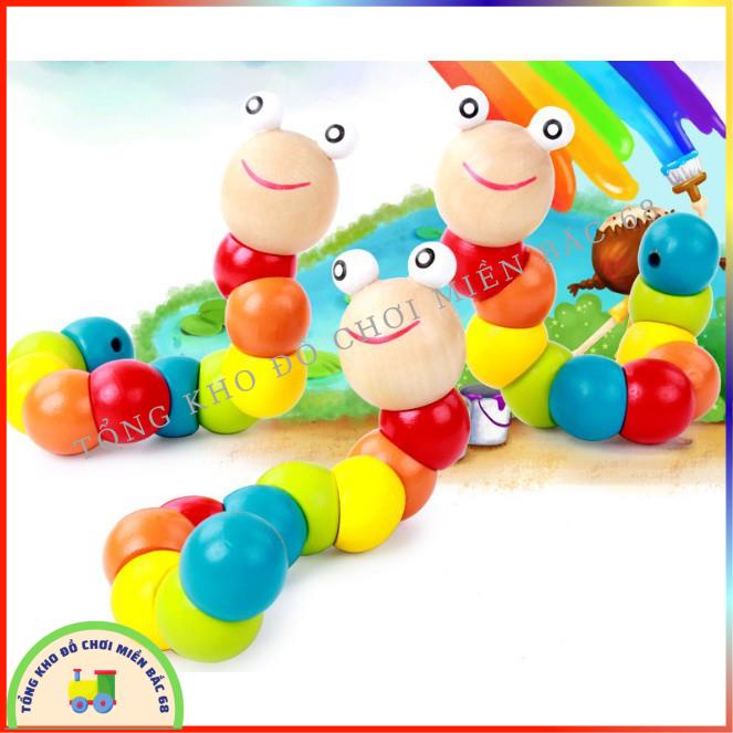 Đồ chơi giáo dục SÂU GỖ siêu to uốn dẻo nhiều màu đáng yêu giúp bé phân biệt màu sắc - Gao Shop