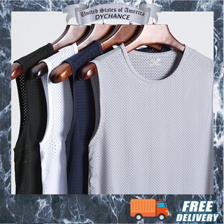 Image of M-3XL Men's Vest Tank Top Men Vest Sport Ice Silk Material Tanktops Breathable Non Sleeve Shirt Solid Color Sleeveless Shirt Men Sports Tanktop