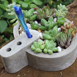 Chậu xi măng tròn trồng vây cảnh nhỏ để bàn CHA010