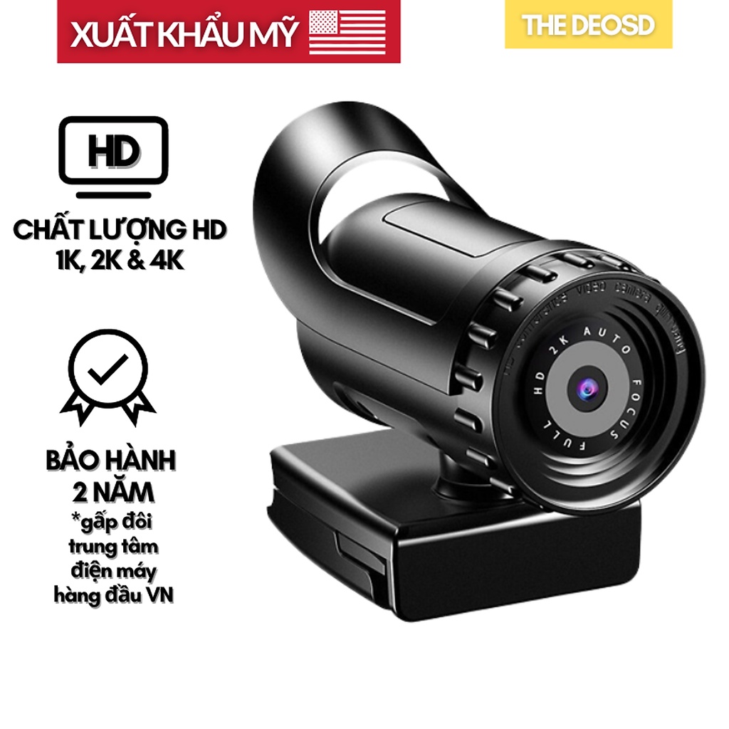 [ Xuất Khẩu Mỹ ] - Webcam Full HD 1K/2K/4K Camera Máy Tính Tự Động Lấy Nét - THE DEOSD - TD-WC3200S - Hàng Chính Hãng