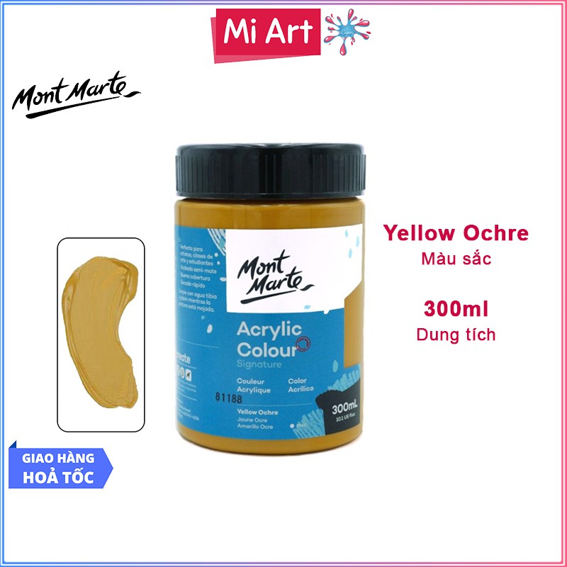 Màu Acrylic Mont Marte 300ml - Yellow Ochre - Acrylic Colour Paint Signature 300ml (10.1oz) - MSCH3005