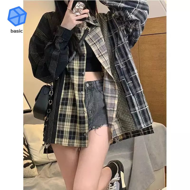 Áo Sơ Mi Kẻ Sọc Dài Tay Dáng Rộng Phong Cách Retro Mỹ Dễ Phối Đồ Cho Cặp Đôi