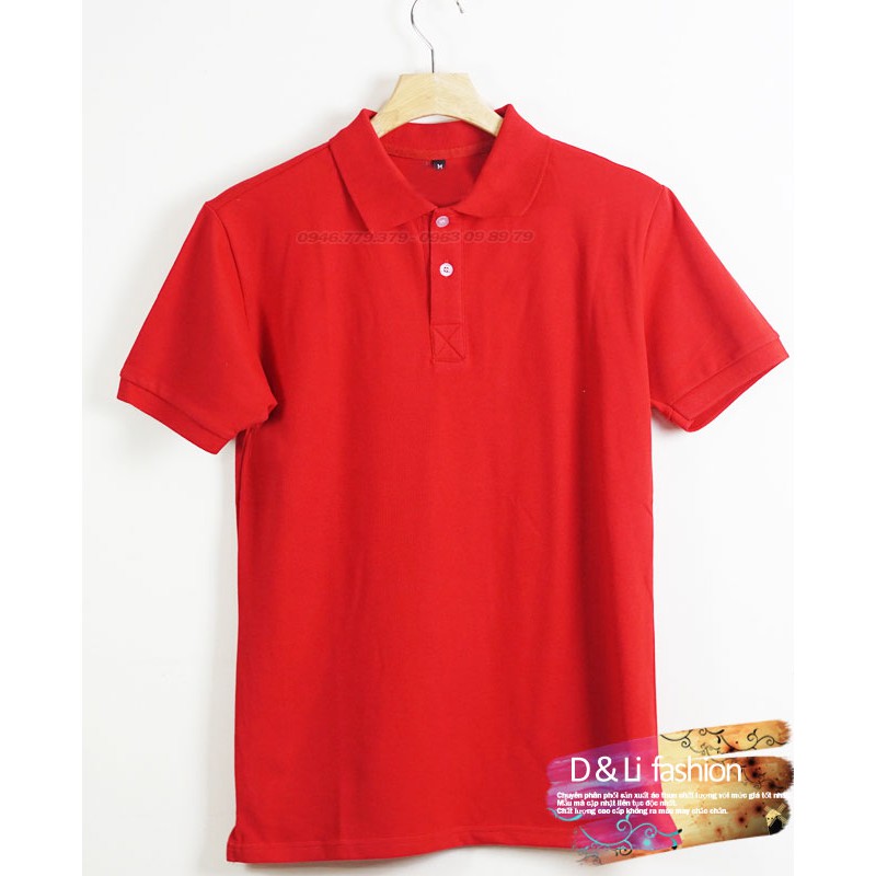 Áo thun Polo ngắn tay có cổ màu Đỏ tươi (S,M,L,XL,XXL) thun cá sấu 100% cotton đẹp lung linh giá sỉ