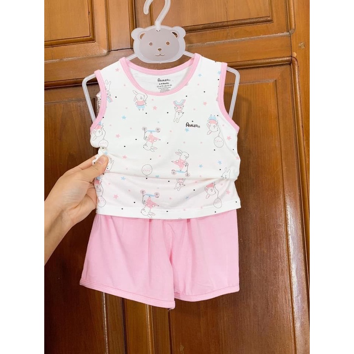 Bộ 3 lỗ/ sát nách sợi tre Avaler họa tiết cho bé gái từ 6-9m đến 3-4y