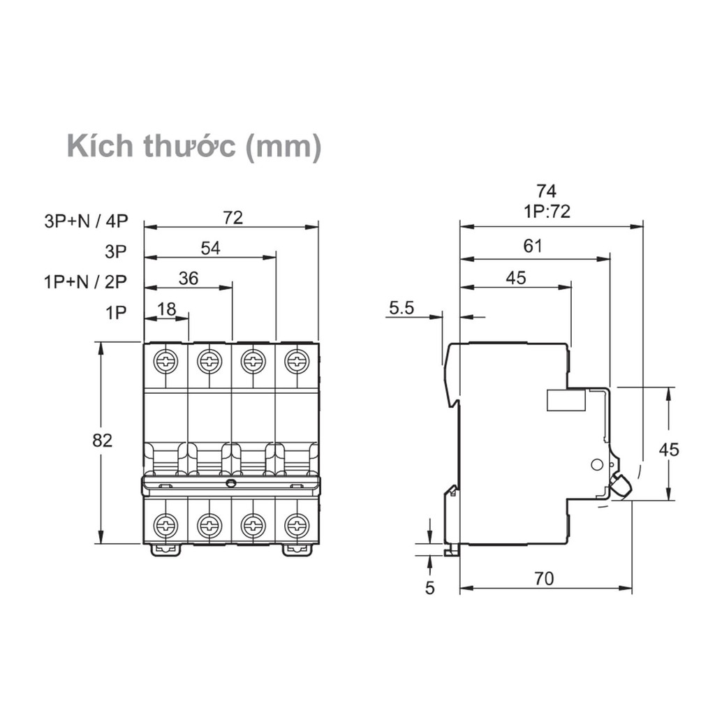 Cầu dao MCB / Aptomat tự động Easy9 1P 2P - Schneider Electric