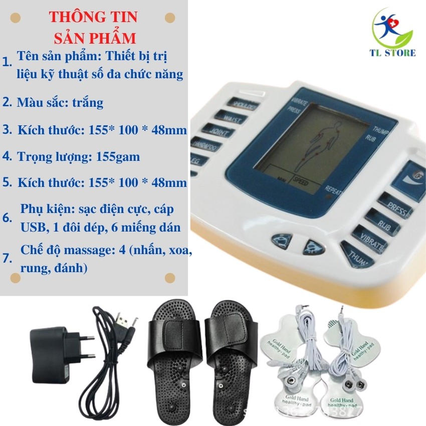 Máy massage body bằng công nghệ xung điện với 16 miếng dán silicon và dép massage cao cấp