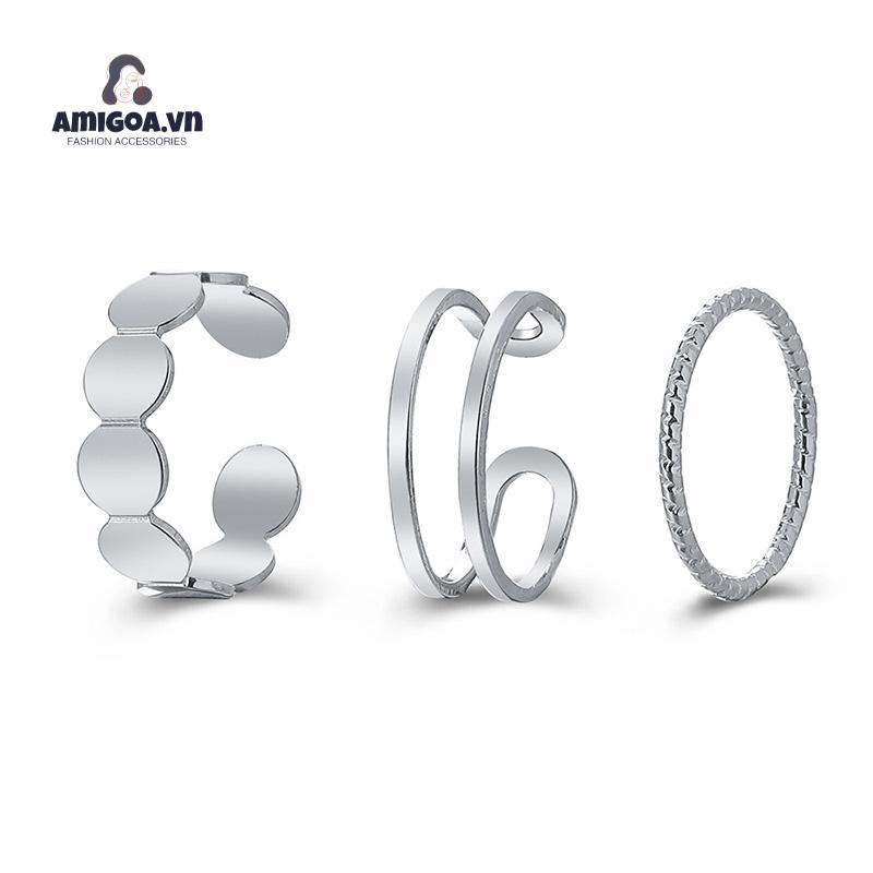Bộ Nhẫn Hình Trái Tim/Bướm/Mặt Cười/Trái Tim/Mặt Cười Màu Vàng/Bạc Đơn Giản