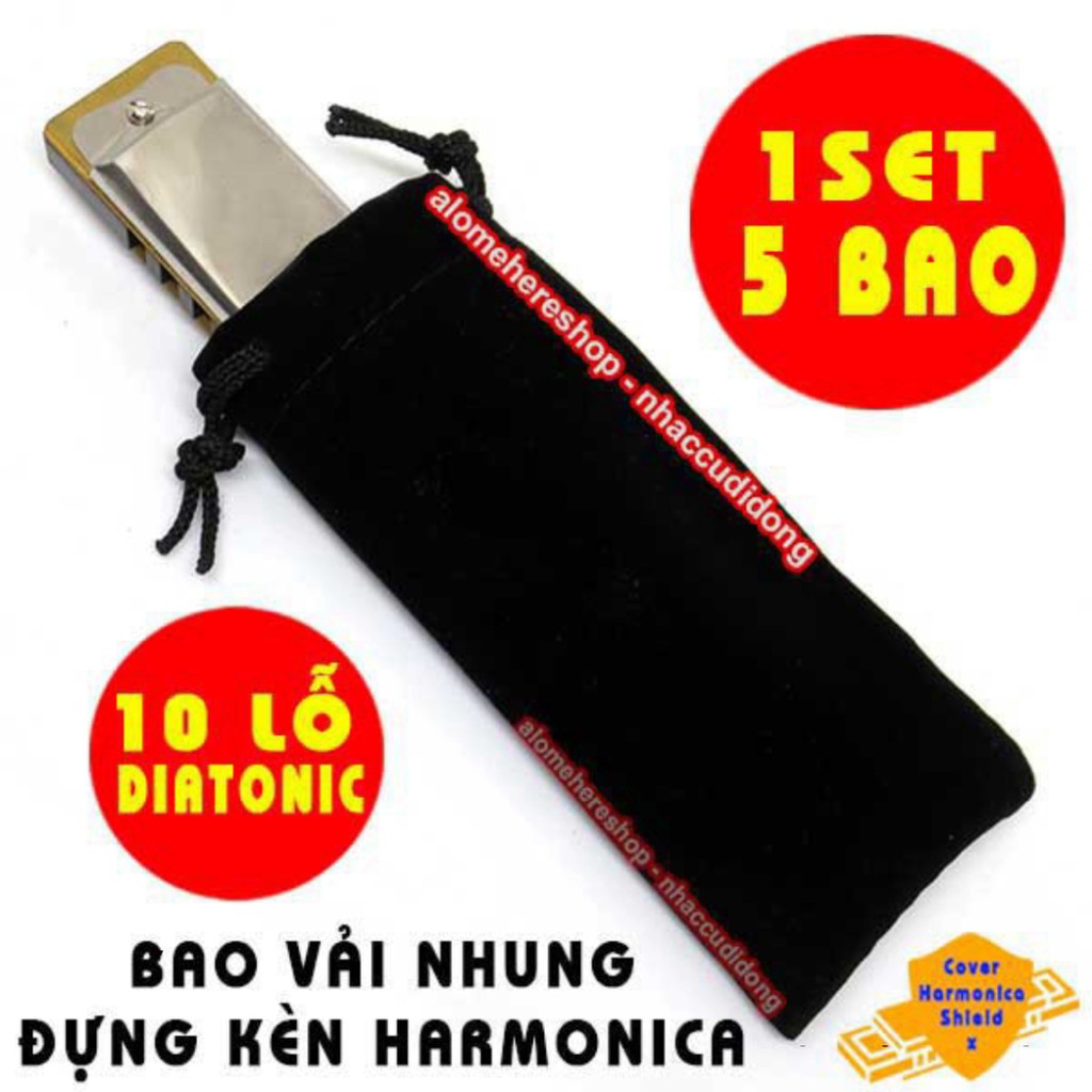 Bộ 5 Bao Nhung Đựng Kèn Harmonica Diatonic 10 Lỗ