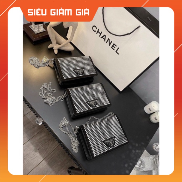 Túi Đeo Chéo Nữ Túi P.r.a.d.a Đính Đá Size To Đựng Vừa Điện Thoại