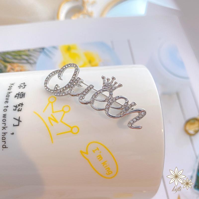 【kifli】Ghim Cài Áo Hình Vương Miện Và Chữ Queen Đính Đá Thời Trang Cho Nữ