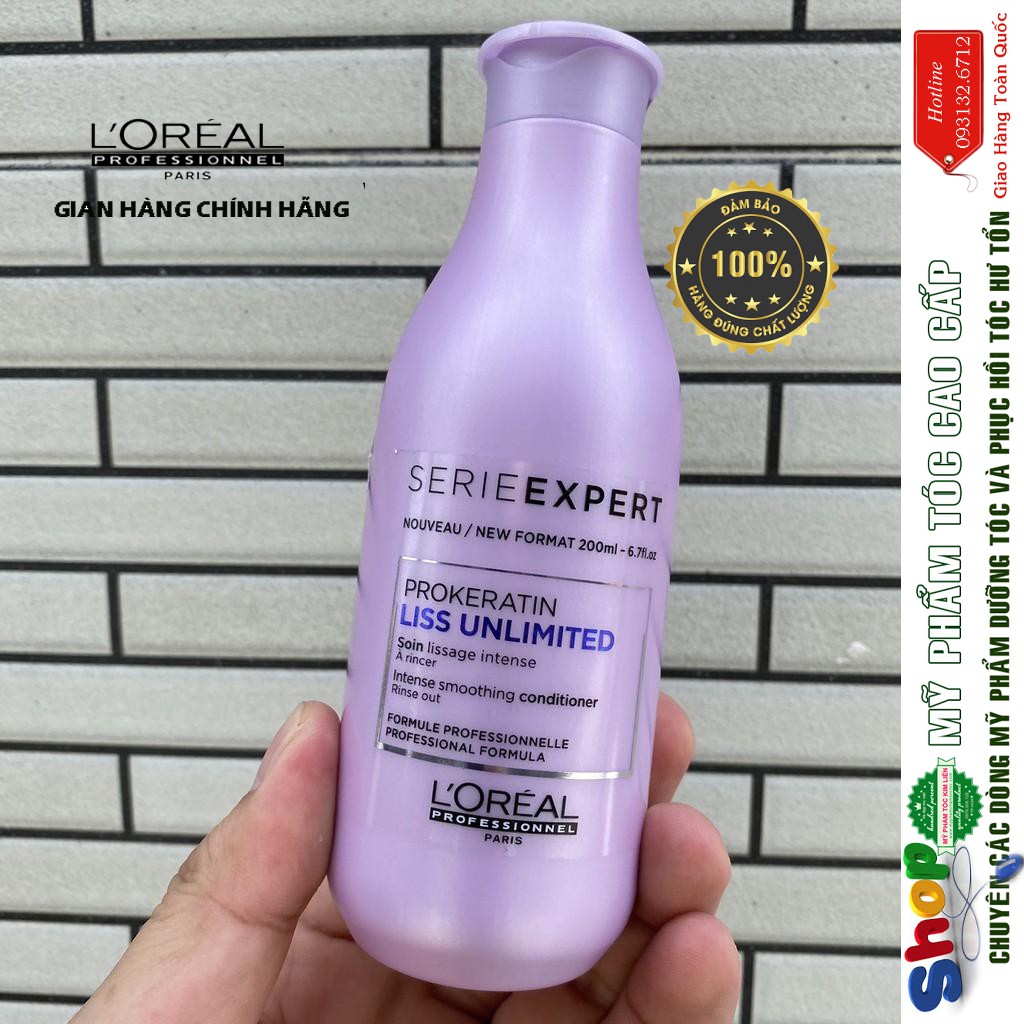 [L'oreal-chính hãng] Dầu xả dành cho tóc duỗi Liss Unlimited L'oréal Conditioner 200ml