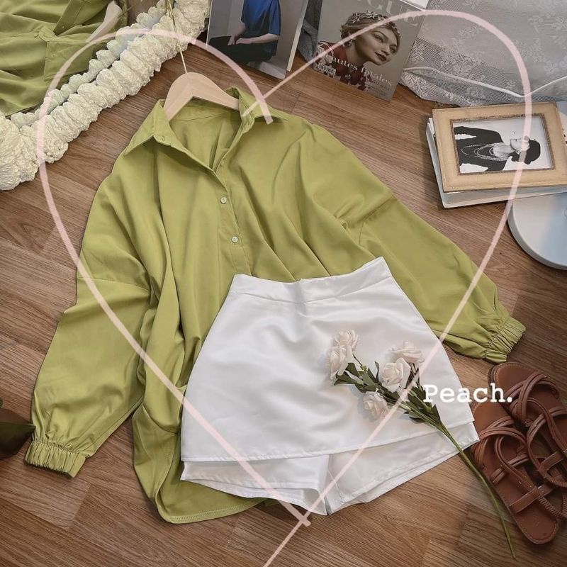 SET SƠ MI XANH BƠ + CHÂN VÁY TRẮNG ✨
