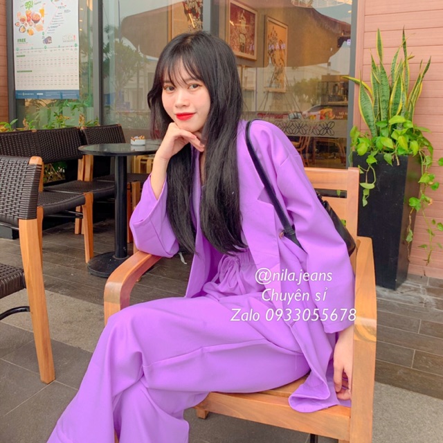 [hình thật] Áo blazer form rộng màu tím