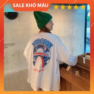 Áo sweater nam nữ unisex tay dài, dáng dài, form rộng-Áo sweater INSANE tàu vũ trụ dưới 75kg