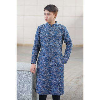 Áo Dài Cách Tân Nam - Tweed Xanh