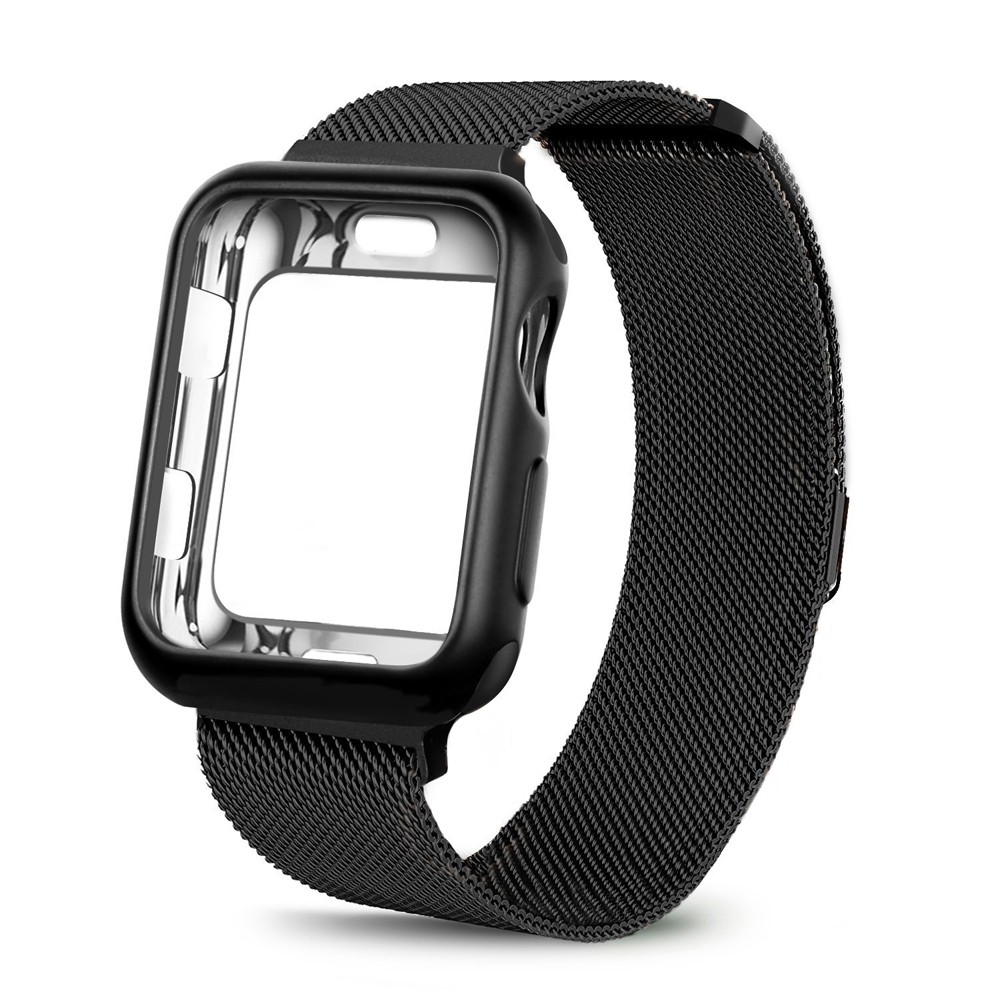 Vỏ + dây đeo đồng hồ cho Apple Watch 3 42mm 38mm Vòng đeo tay Milanese Loop Dây đeo đồng hồ bằng thép không gỉ cho Apple Watch 4 3 2 1